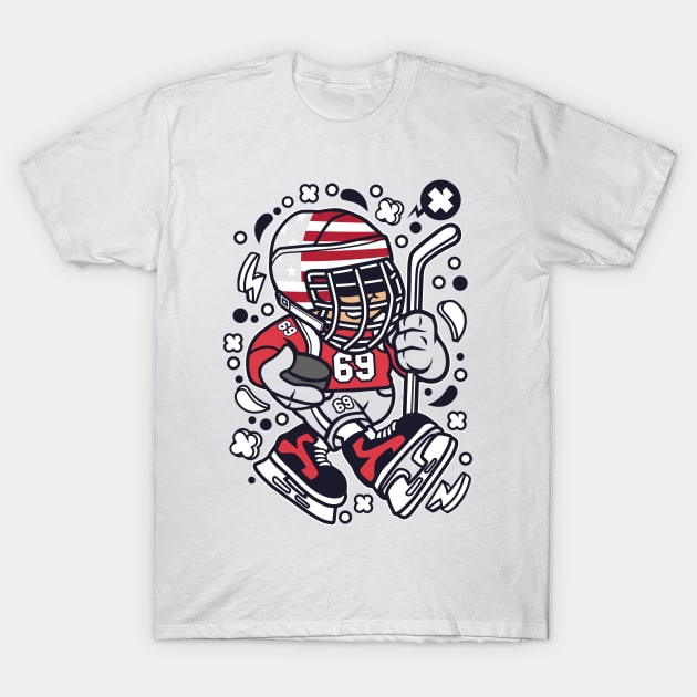 American Hockey Kid T-Shirt by p308nx